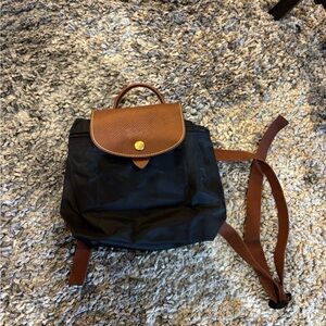 Longchamp Black and Brown Backpack